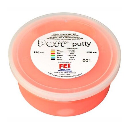 Fabrication Enterprises Puff LiTE Color-Coded Exercise Putty, Soft, Red, 120cc 10-1422